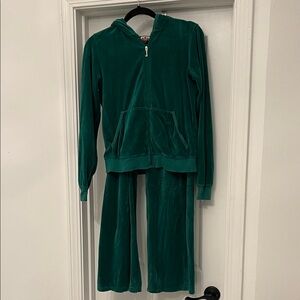 Juicy Couture Emerald Green Velour Hoodie and Pants Set